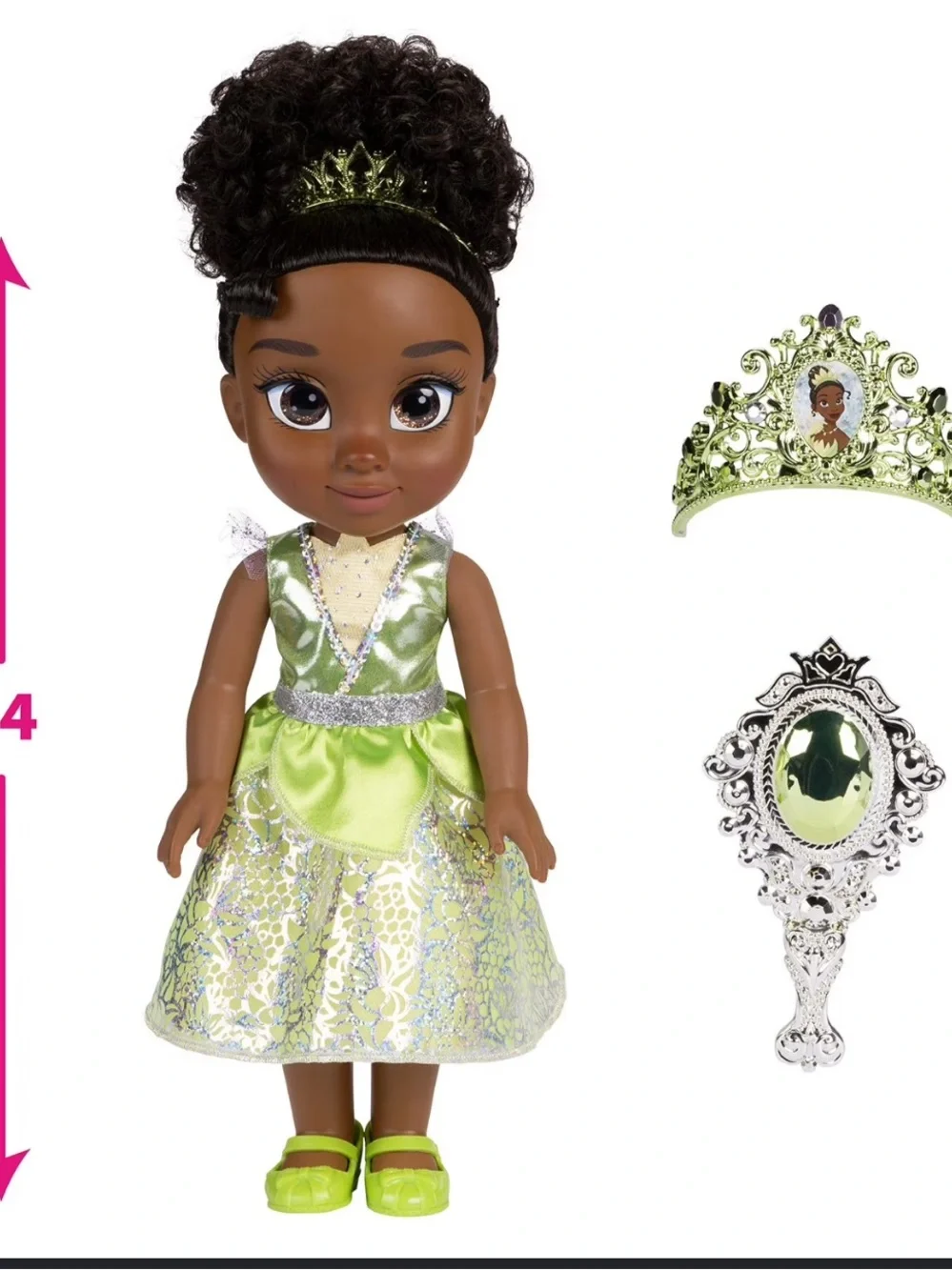 Disney Princess Tiana Doll in Shimmering Green Dress with Gold Tiara